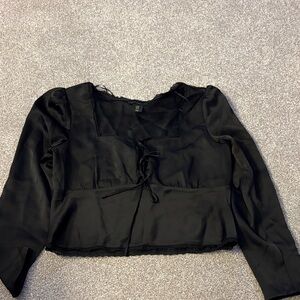 Elegant Black Satin Women's Top